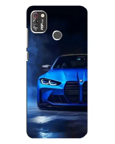 Чехол для TECNO POP 4 Pro с картинкой «Голубая BMW M4»