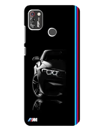 Чехол для TECNO POP 4 Pro с картинкой «Силуэт BMW в темноте»