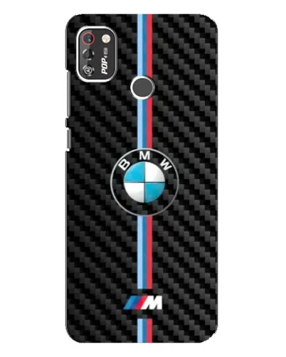 Чехол для TECNO POP 4 Pro с картинкой «Эмблема BMW и карбон»