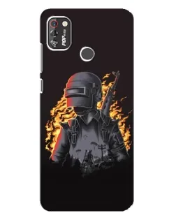 Чехол для TECNO POP 4 Pro с картинкой «PUBG — огненный силуэт»