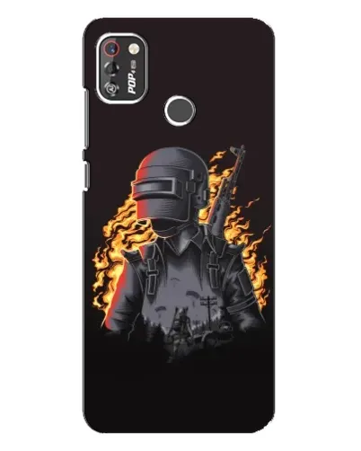 Чехол для TECNO POP 4 Pro с картинкой «PUBG — огненный силуэт»