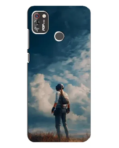 Чехол для TECNO POP 4 Pro с картинкой «Герой PUBG на скале»