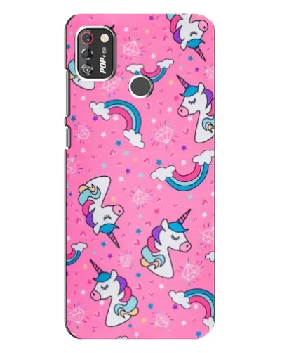 Чехол для TECNO POP 4 Pro с картинкой «Unicorn паттерн розовый»