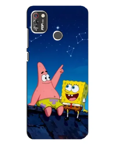 Чехол для TECNO POP 4 Pro с картинкой «Губка Боб и Патрик ночью»