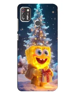 Чехол для TECNO POP 4 Pro с картинкой «Рождественский Спанч Боб»