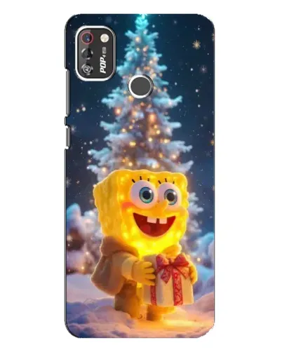 Чехол для TECNO POP 4 Pro с картинкой «Рождественский Спанч Боб»