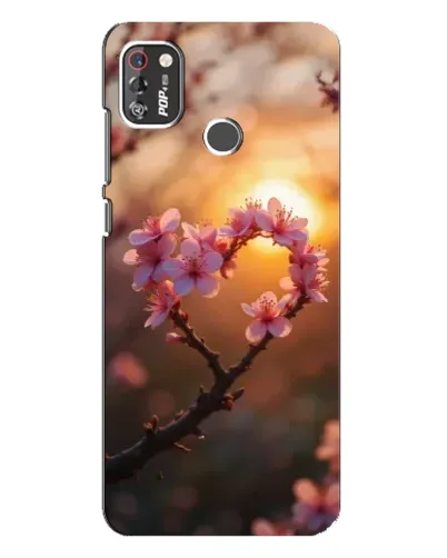 Чехол для TECNO POP 4 Pro с картинкой «Розовый цвет сердце на фоне заката»
