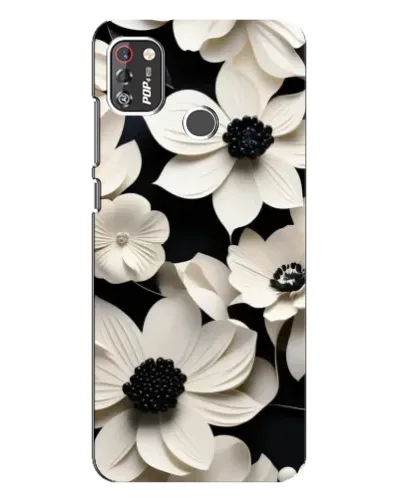 Чехол для TECNO POP 4 Pro с картинкой «Объемные белые цветы»