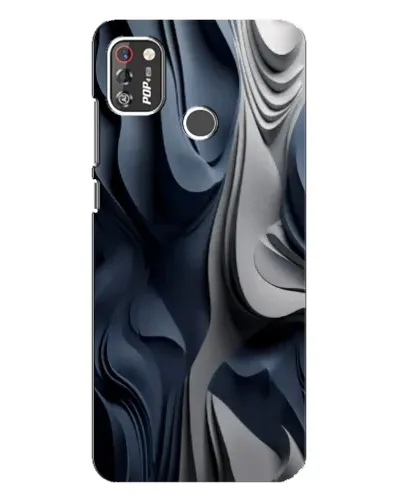 Чехол для TECNO POP 4 Pro с картинкой «Объемные синие складки»
