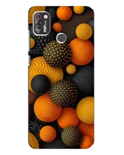 Чехол для TECNO POP 4 Pro с картинкой «Объемные оранжевые сферы»
