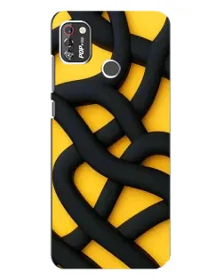Чехол для TECNO POP 4 Pro с картинкой «Черное желтое переплетение»