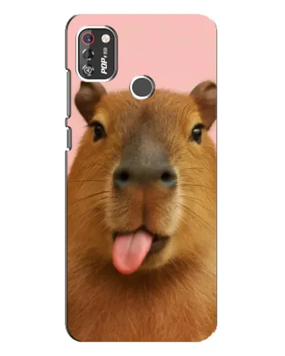 Чехол для TECNO POP 4 Pro с картинкой «Капибара с языком»