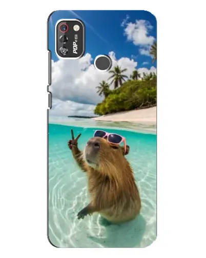Чехол для TECNO POP 4 Pro с картинкой «Капибара на море»