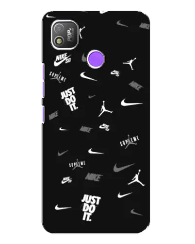 Чехол для TECNO POP 4 с картинкой «Nike Black Pattern» Чехол для TECNO POP 4 с картинкой «Nike Black Pattern»