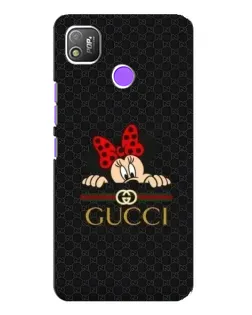 Чехол для TECNO POP 4 с картинкой «Минни Маус Gucci — черный»