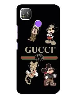 Чехол для TECNO POP 4 с картинкой «Gucci — герои Disney и монограмма»