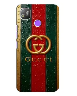 Чехол для TECNO POP 4 с картинкой «Gucci — фирменная полоса и золото»