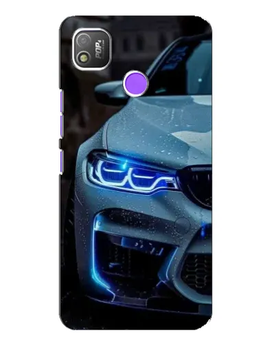 Чехол для TECNO POP 4 с картинкой «Взгляд BMW с синими фарами»