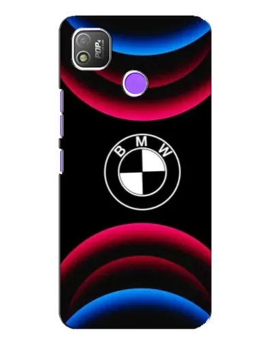 Чехол для TECNO POP 4 с картинкой «Логотип BMW и неоновые дуги»