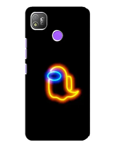 Чехол для TECNO POP 4 с картинкой «Among Us неоновое сияние»