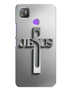 Чехол для TECNO POP 4 с картинкой «Металлический крест Jesus»