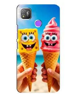Чехол для TECNO POP 4 с картинкой «Спанч Боб мороженое» Чехол для TECNO POP 4 с картинкой «Спанч Боб мороженое»