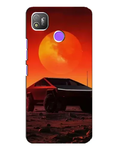 Чехол для TECNO POP 4 с картинкой «Cybertruck на Марсе»