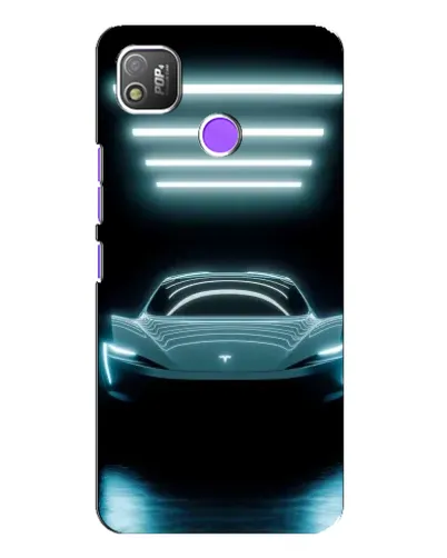 Чехол для TECNO POP 4 с картинкой «Tesla в неоне»