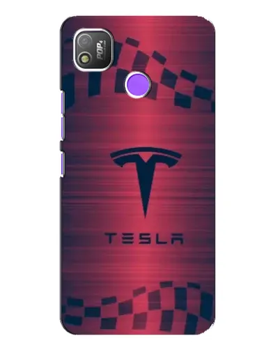 Чехол для TECNO POP 4 с картинкой «Тесла красный карбон»