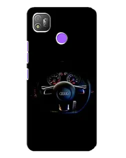 Чехол для TECNO POP 4 с картинкой «Салон Audi — руль»