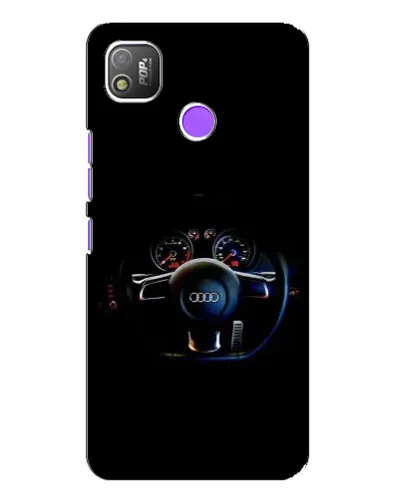 Чехол для TECNO POP 4 с картинкой «Салон Audi — руль»