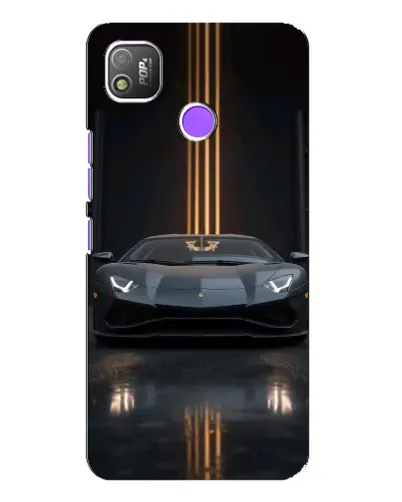 Чехол для TECNO POP 4 с картинкой «Lamborghini золотые линии»