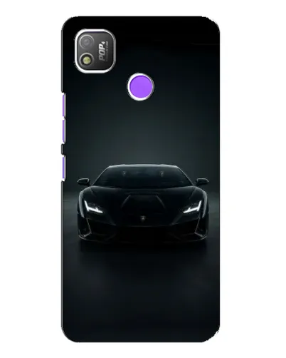 Чехол для TECNO POP 4 с картинкой «Черный Lamborghini Aventador»