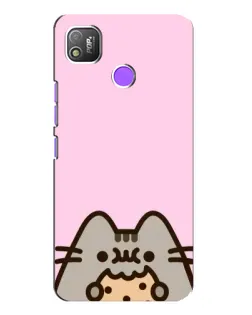 Чехол для TECNO POP 4 с картинкой «Pusheen и печенье»