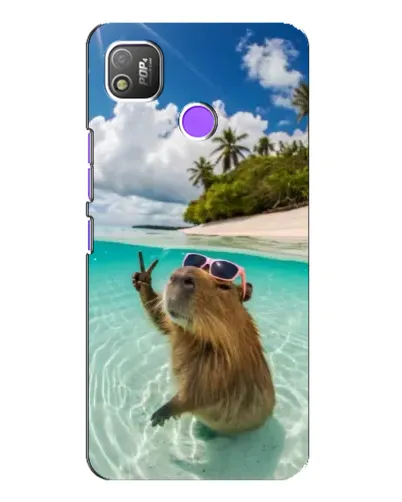 Чехол для TECNO POP 4 с картинкой «Капибара на море»