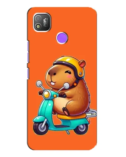 Чехол для TECNO POP 4 с картинкой «Капибара на скутере»