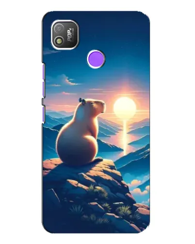 Чехол для TECNO POP 4 с картинкой «Закат солнца с капибарой»