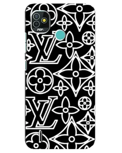 Чехол для TECNO Pop 5 (BD2p) с картинкой «Черно-белый узор LV»