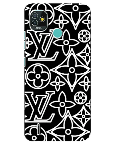 Чехол для TECNO Pop 5 (BD2p) с картинкой «Черно-белый узор LV»