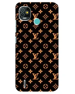 Чехол для TECNO Pop 5 (BD2p) с картинкой «Золотая монограмма LV»
