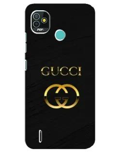 Чохол для TECNO Pop 5 (BD2p) з картинкою «Золотий логотип Gucci»