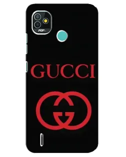 Чохол для TECNO Pop 5 (BD2p) з картинкою «Gucci — червоний логотип»