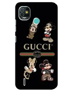 Чохол для TECNO Pop 5 (BD2p) з картинкою «Gucci — герої Disney та монограма»