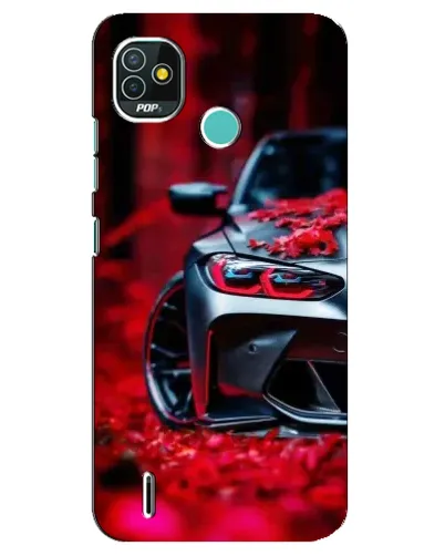Чехол для TECNO Pop 5 (BD2p) с картинкой «Спортивная BMW и цветы»