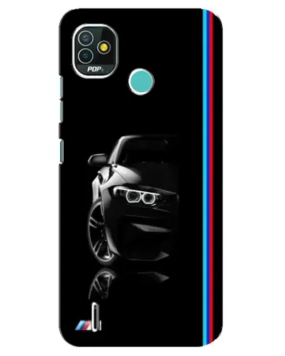 Чехол для TECNO Pop 5 (BD2p) с картинкой «Силуэт BMW в темноте»