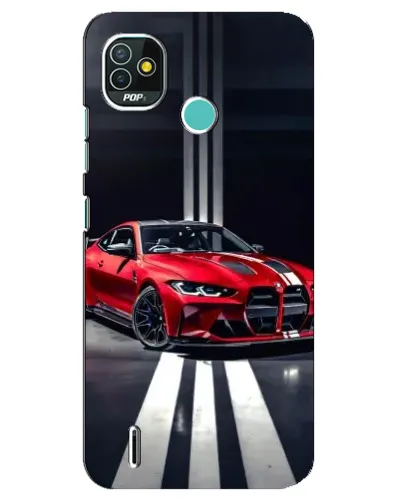 Чехол для TECNO Pop 5 (BD2p) с картинкой «Красная BMW на дороге»