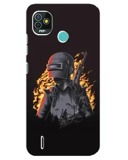 Чехол для TECNO Pop 5 (BD2p) с картинкой «PUBG — огненный силуэт»