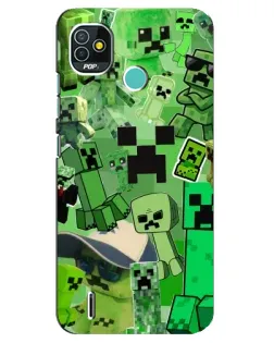 Чехол для TECNO Pop 5 (BD2p) с картинкой «Криперы Minecraft»