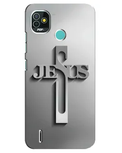 Чехол для TECNO Pop 5 (BD2p) с картинкой «Металлический крест Jesus»