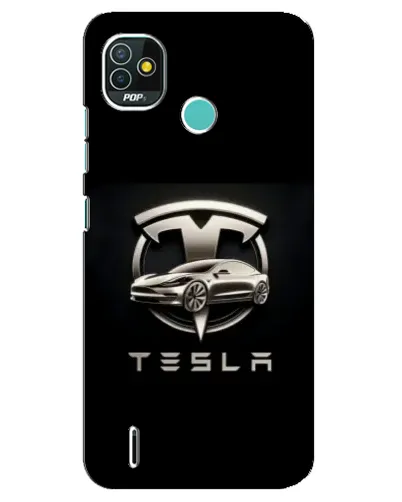 Чехол для TECNO Pop 5 (BD2p) с картинкой «Tesla — серебристое авто»